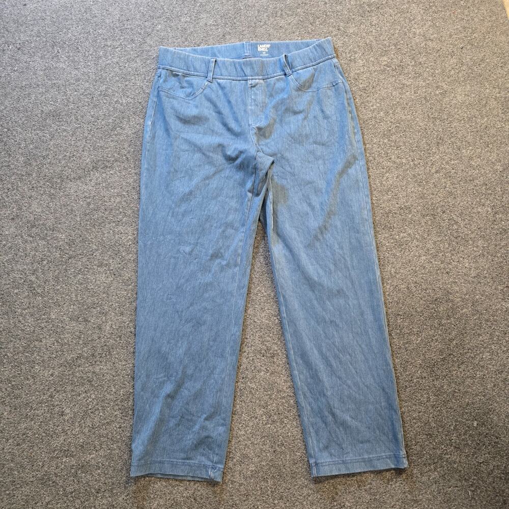 Lands End Jeans Womens Large Blue Light Wash Starfish Straight Stretch Pull On